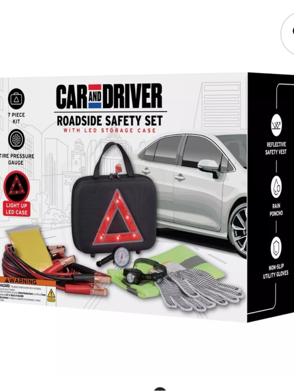 Roadside Safety Kit with LED Case - Black